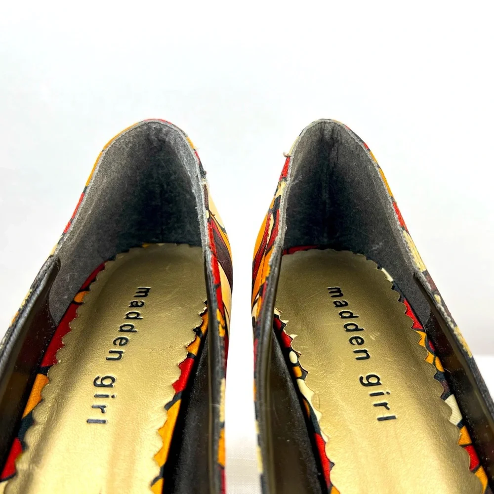 MADDEN GIRL Laureen Bold Multi Color 4” Pump Heel Retro style peep toe s… - Picture 6 of 8